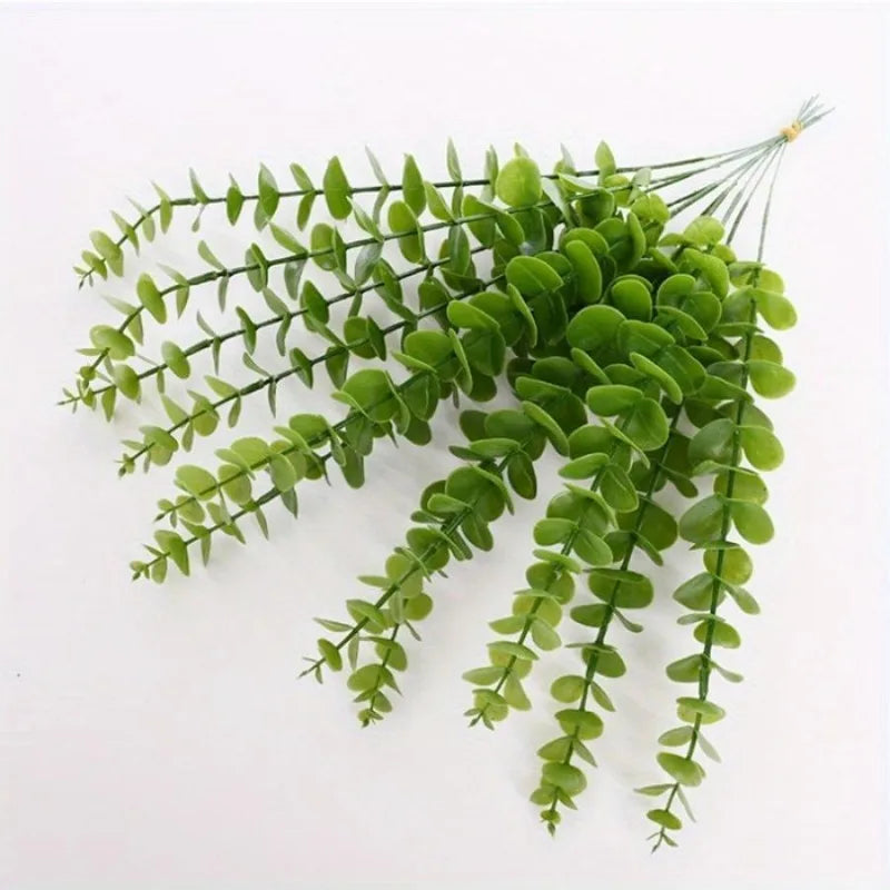 42cm Artificial Eucalyptus Leaf Stems – Set of 10 | PVC Decor Artificial Plant Stems Babs