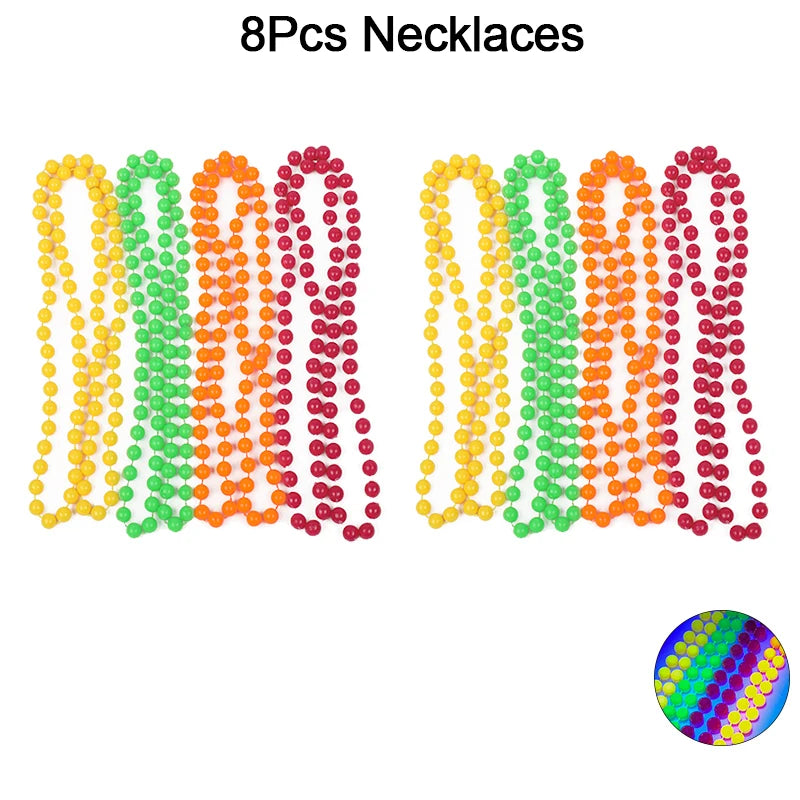 UV Neon Glow Necklaces & Bracelets Party Favors (4–32 Pcs) Glow Party Favors Babs 8Pcs Necklaces