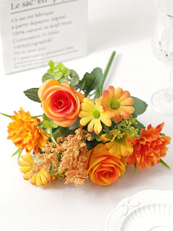 4Pcs Silk Peony Rose Bouquet – Fade-Resistant Artificial Flowers Artificial Flower Stems Babs Orange 1 pc