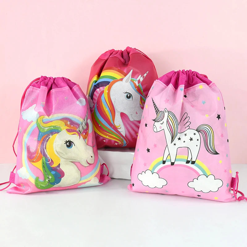 Unicorn Drawstring Bags Kids Party Favors – 1/6/12 Pack Party Favor Bags Babs