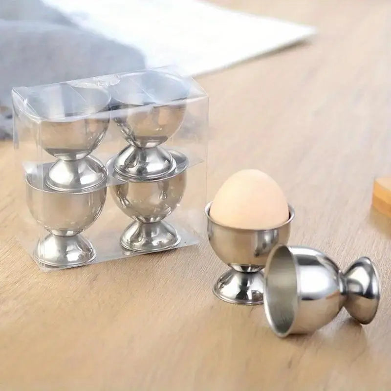 Stainless Steel Egg Cup Stand Set of 4 – Breakfast & Banquet Egg Cup Stand Babs
