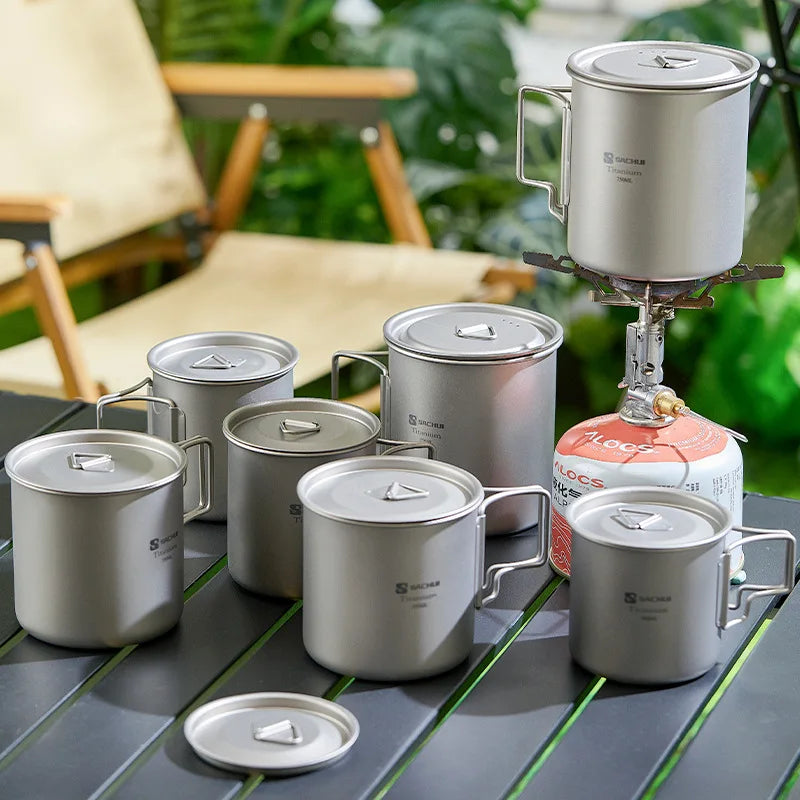 Pure Titanium Camping Mug & Portable Coffee Cup Set Titanium Camping Mug Babs
