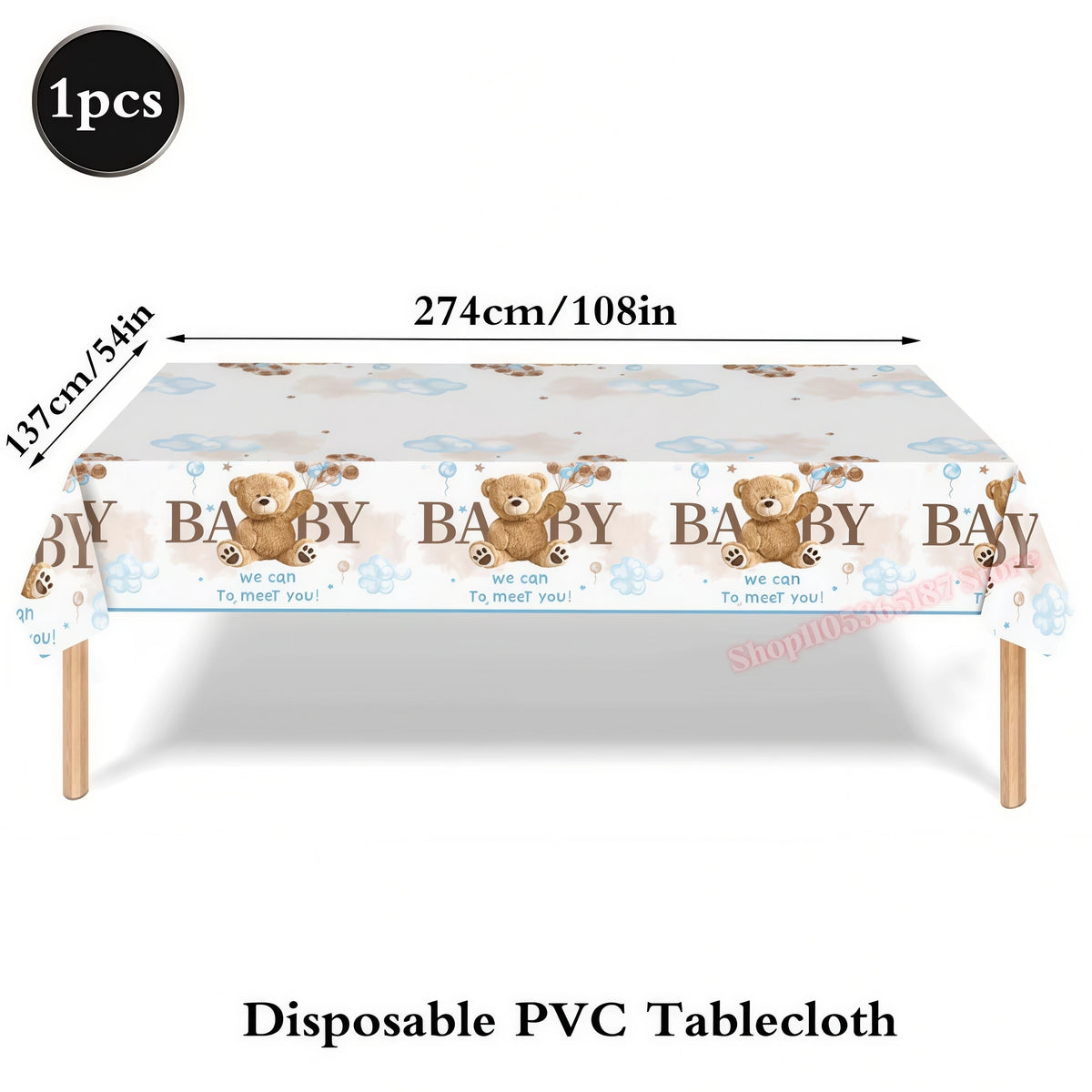 Bear Birthday Party Decoration Set – Plates, Napkins & Banner Party Decoration Set Babs 1pcs Tablecloth others