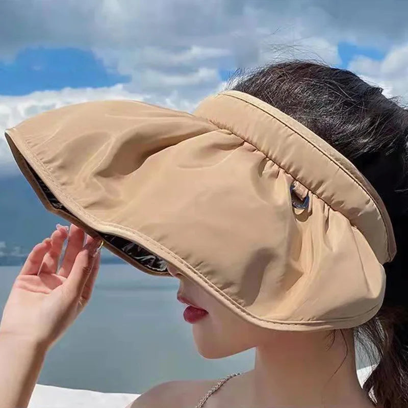 Women's UPF 50+ Foldable Sun Hat 2-in-1 Headband Cap Women's Sun Hat Babs khaki-1pc adjustable