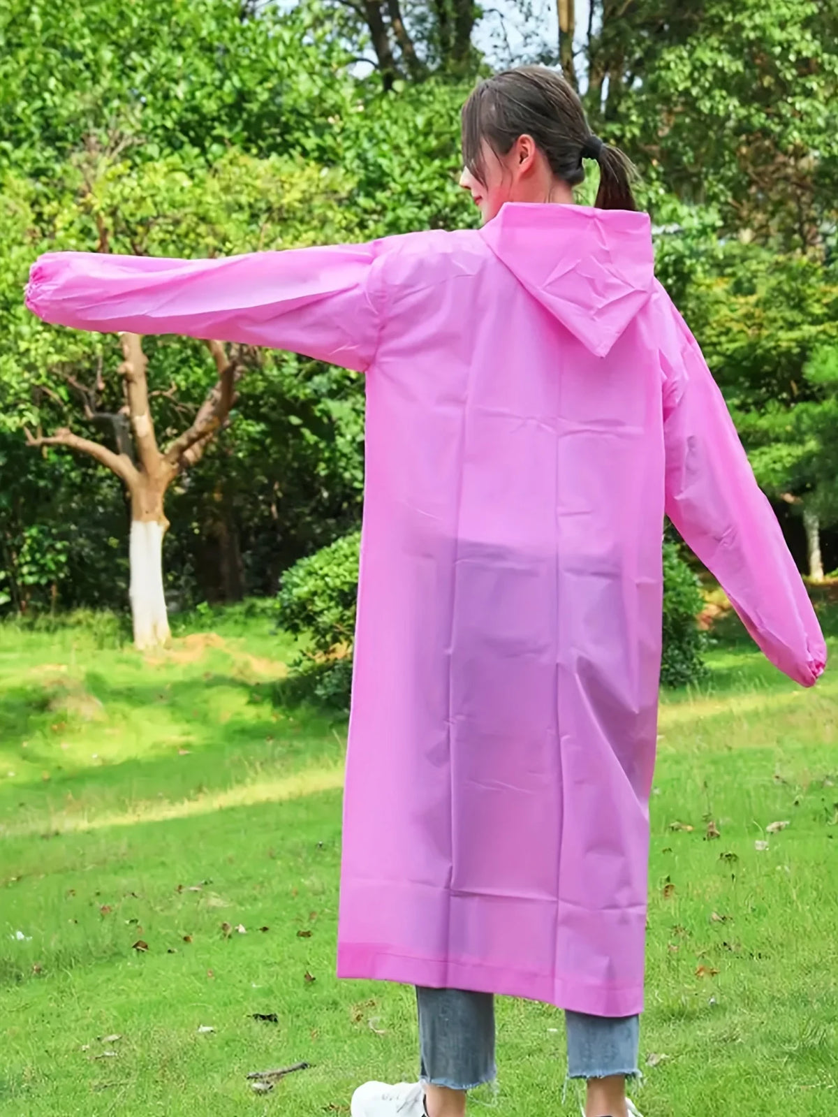 Pink Adult Raincoat – Windproof Waterproof Portable Rain Cape Waterproof Rain Cape Babs