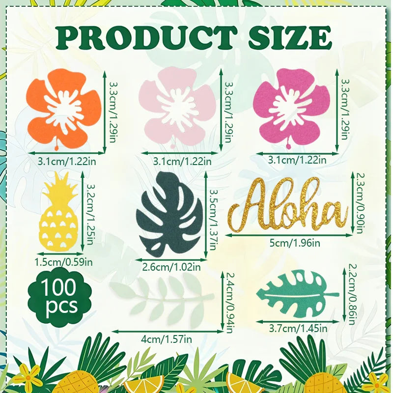 100pcs Hawaiian Luau Paper Confetti – Tropical Party Table Decor Party Table Confetti Babs