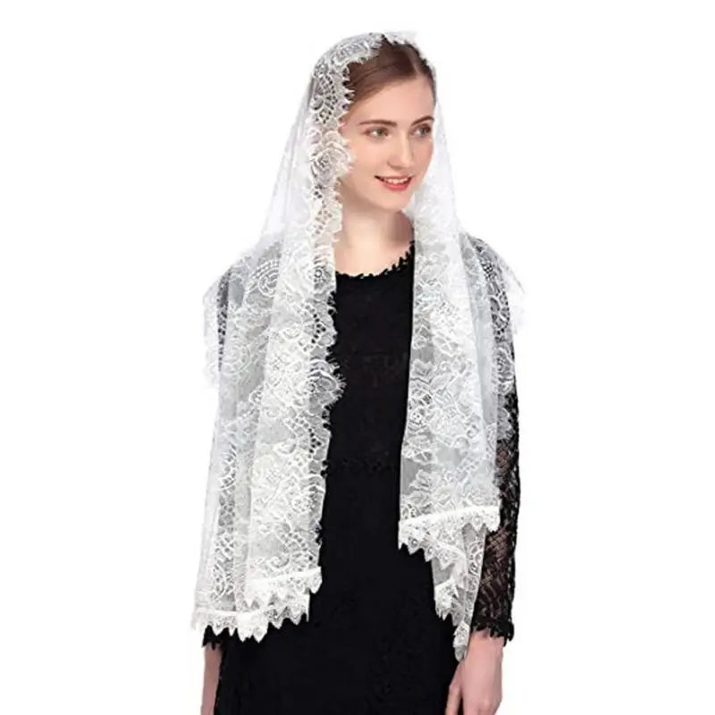 Women's Lace Tassel Mantilla Veil Long Scarf & Shawl Lace Tassel Scarf Babs