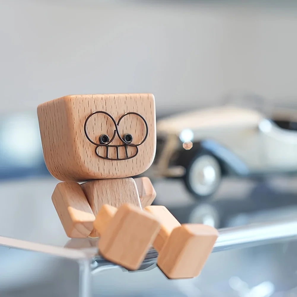 Shake Wooden Man Figurine – Desktop, Car & Bookshelf Decor Gift Wooden Decorative Figurine Babs