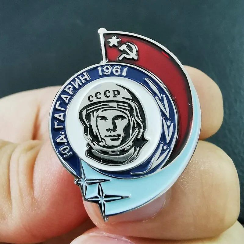 Soviet Cosmonaut Enamel Pin – Yuri Gagarin 1961 Space Brooch Enamel Brooch Pin Babs