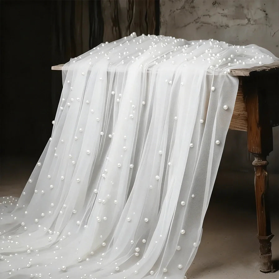Pearl Tulle Table Runner 80×300cm – Wedding & Party Décor Table Runner Babs White