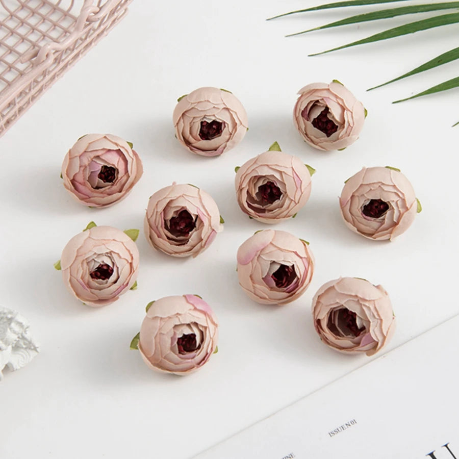 40/80Pcs Silk Tea Rose Buds – Wedding & DIY Home Decor Flowers Artificial Silk Flowers Babs Brown 80 pieces