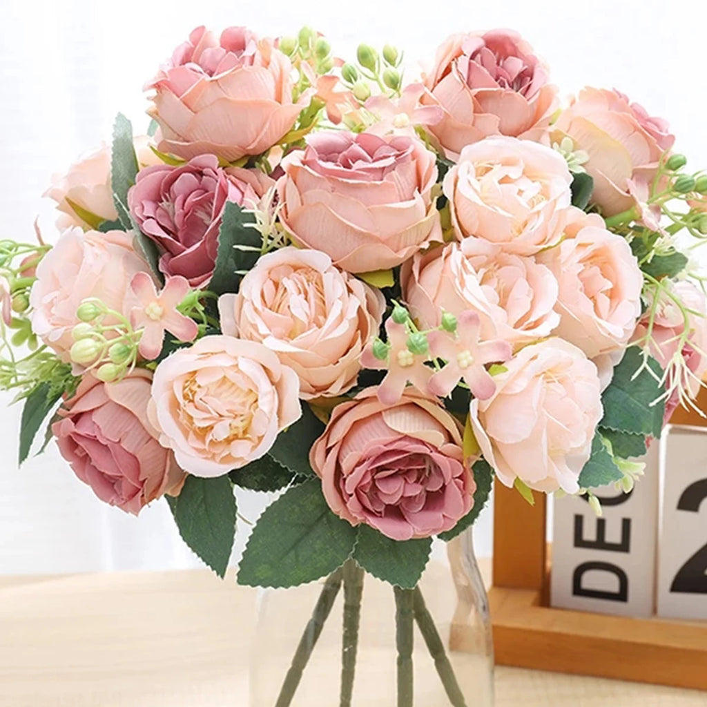 Artificial Silk Rose Peony Bouquet – Wedding & Home Décor Artificial Flower Bouquet Babs