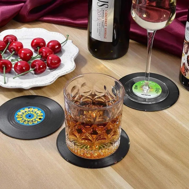Vinyl Record Coasters Set of 12 – Retro Music Mug Mat Drink Coaster Set Babs