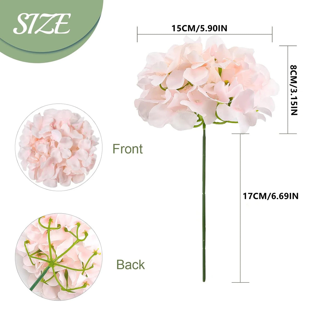 Silk Hydrangea Artificial Flowers – Wedding & Home Décor Artificial Flowers Babs Light Pink 10 pcs