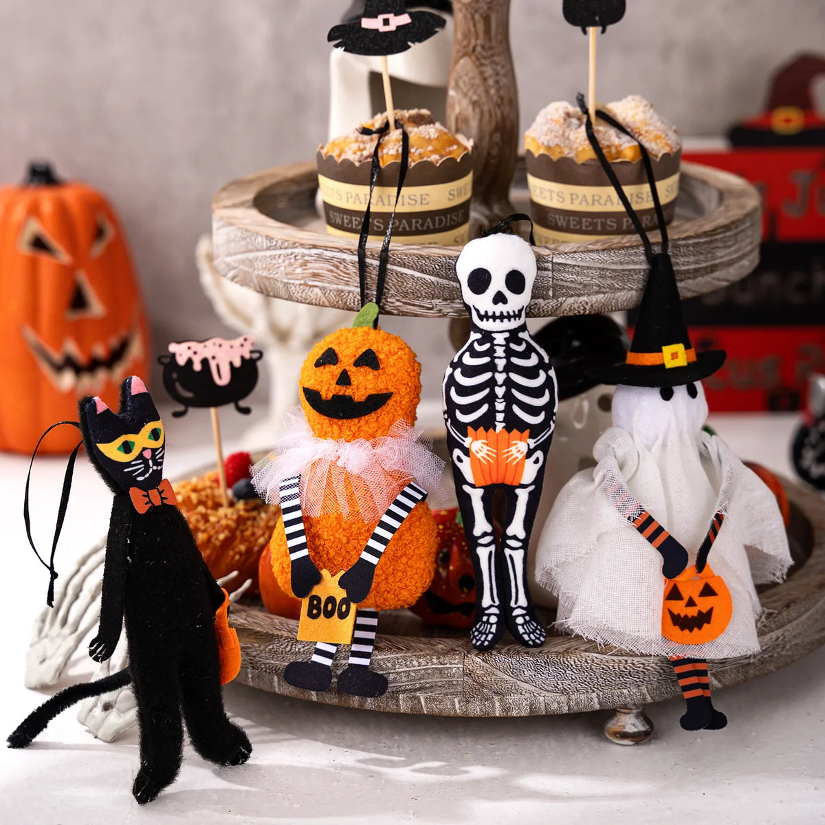 Halloween Hanging Decorations – Pumpkin Ghost Skull Black Cat Set Halloween Hanging Décor Babs