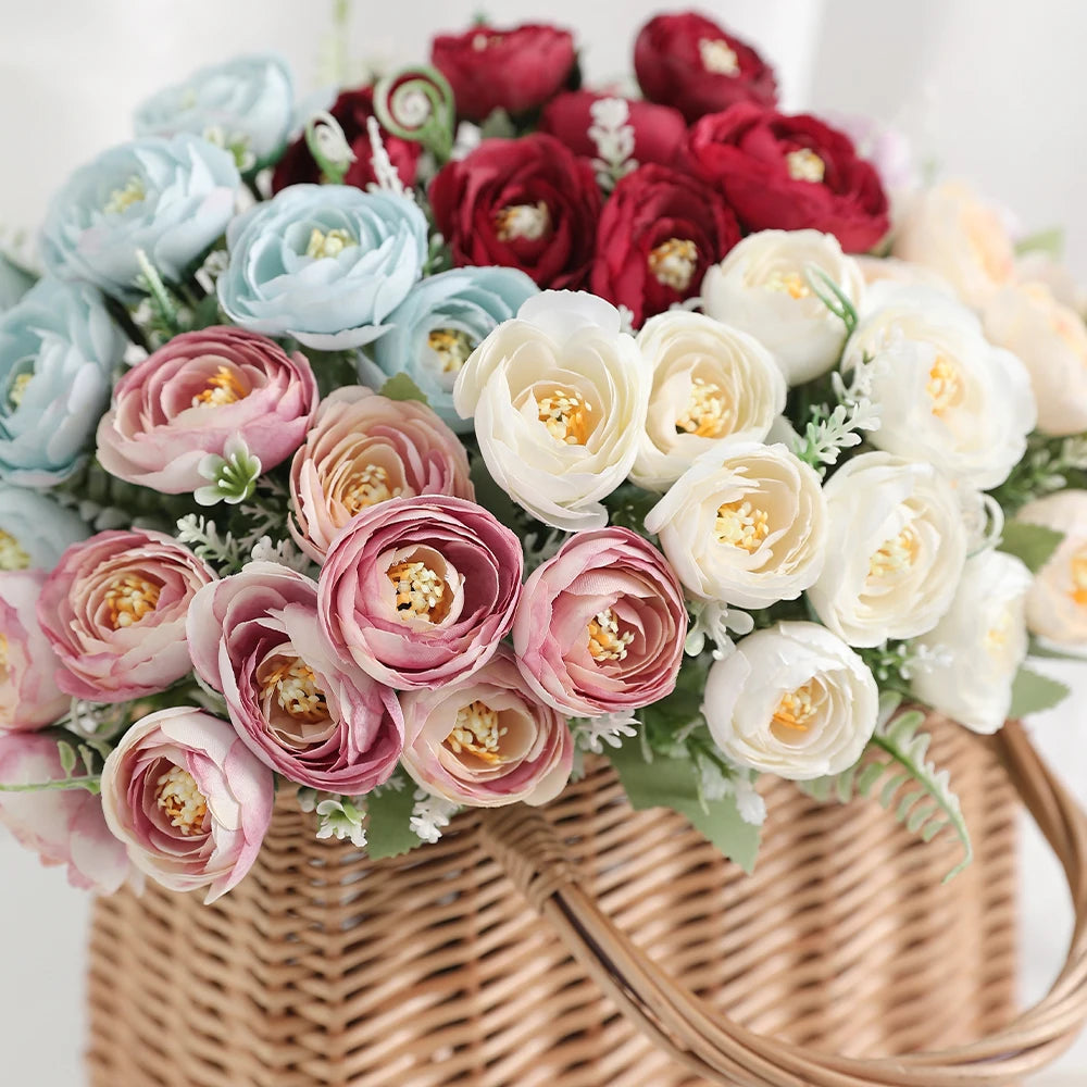 10-Head Silk Rose Bouquet 30cm | Artificial Flowers for Wedding & Home Artificial Flower Bouquet Babs