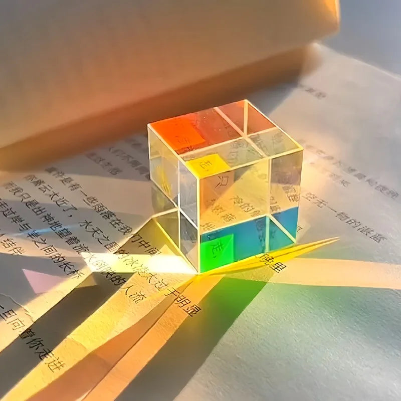 Prism Crystal Cube Sun Catcher – Rainbow Light Dispersion Décor Crystal Sun Catcher Babs