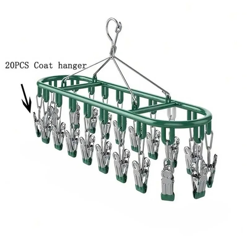 Stainless Steel Clothes Drying Rack with Windproof Hooks Laundry Drying Rack Babs