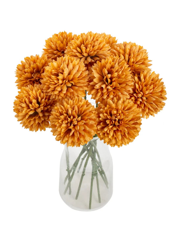 Silk Artificial Dandelion & Hydrangea Flowers 10/20pcs Artificial Flower Bouquet Babs Brown 5 pcs