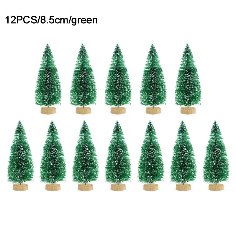 12pcs Mini Sisal Christmas Trees – DIY Holiday Table Decor Christmas Tree Decor Babs 8.5cm-green as picture