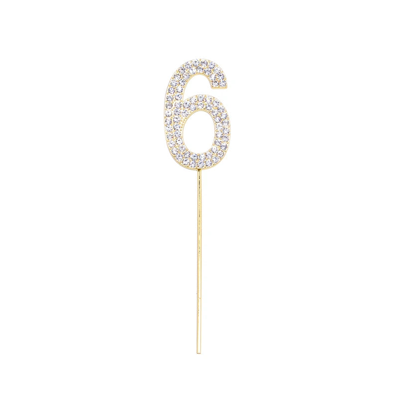 Glitter Rhinestone Number Cake Topper – Gold & Silver Decor Cake Topper Babs gold 6