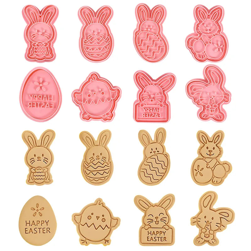 Easter Cookie Cutter Set – Egg, Rabbit & Chick Molds (4/8pcs) Cookie Cutter Set Babs