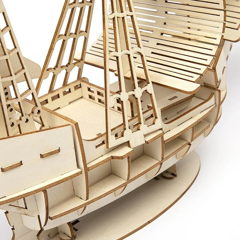3D Sailboat Wooden Puzzle Model – DIY Assembly Craft Kit 3D Wooden Puzzle Babs