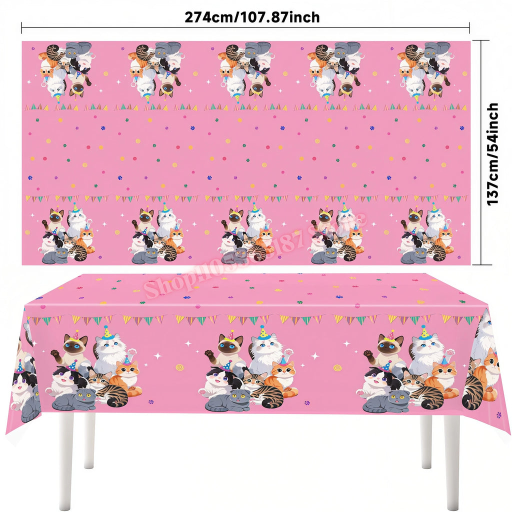 Cat Theme Kids Party Supplies – Plates, Cups, Balloons & More Party Supplies Set Babs 1pcs tablecloth others