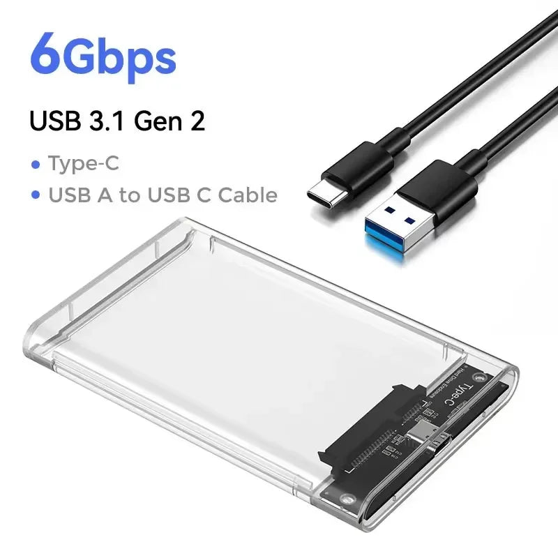 USB 3.0 Type-C SATA 2.5" External HDD Enclosure 6Gbps UASP HDD Enclosure Babs 6Gbps Type C White