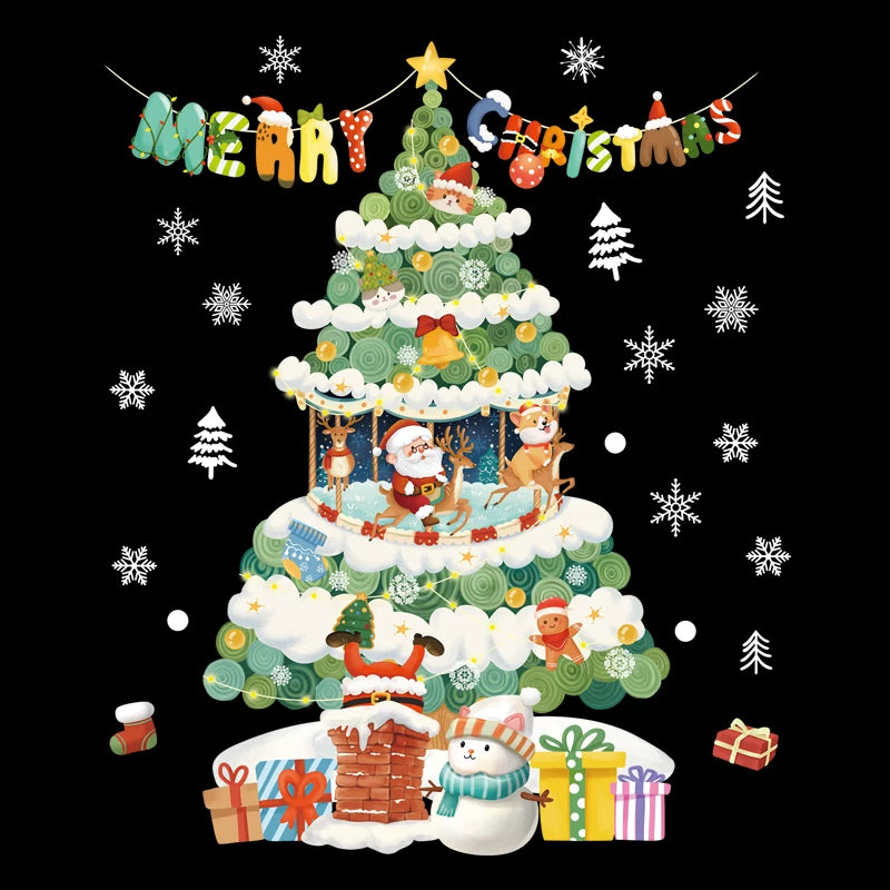 Christmas Window Stickers – Santa, Snowflake & Xmas Tree Decals Holiday Wall Decals Babs B03