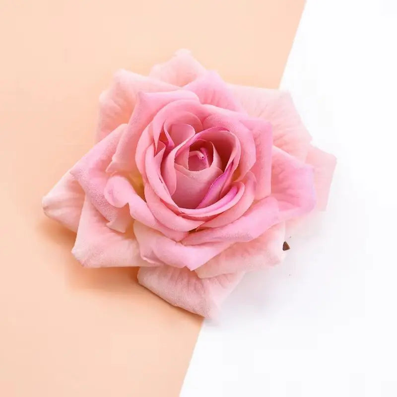 10 Pcs Velvet Artificial Rose Heads for Wedding & Home Decor Artificial Flower Heads Babs Pink