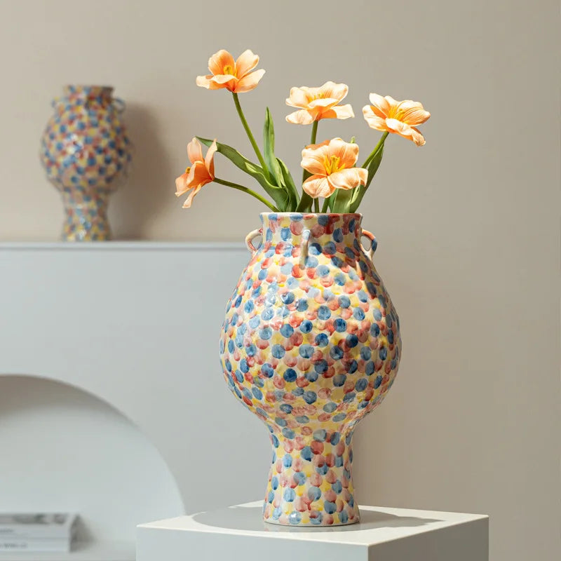 Modern Ceramic Vase – Colorful Decorative Tabletop Flower Bottle Decorative Ceramic Vase Babs