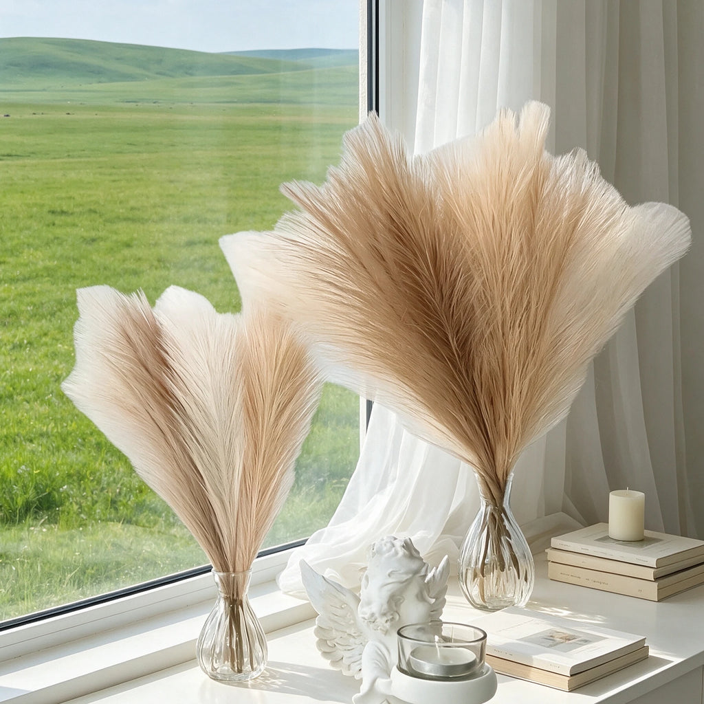 Artificial Pampas Reed Grass Bouquet Set – 6 or 12 Pcs Silk Artificial Floral Bouquet Babs