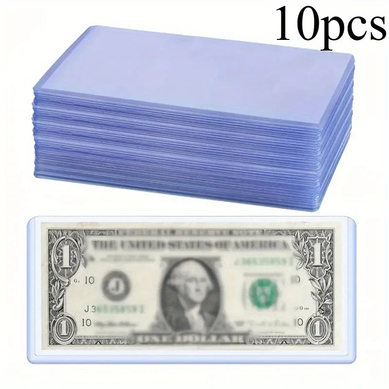 10 Pcs Clear PVC Banknote Sleeves – Currency Protector Case Currency Sleeve Holder Babs 10pcs