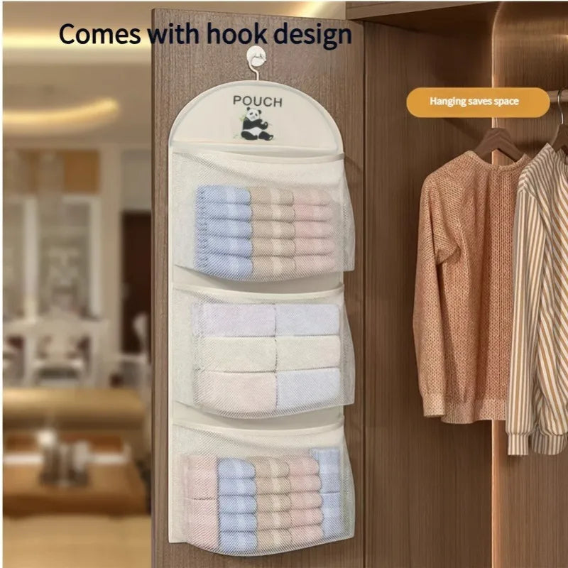 3-Pocket Hanging Closet Organizer with Hook | Mesh Storage Bag Closet Storage Organizer Babs