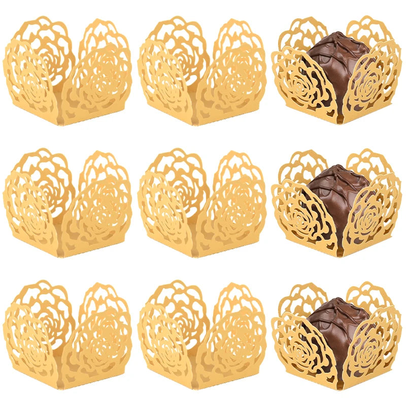 30/50pcs Chocolate Truffle Wrappers Mini Baking Cups Party Decor Mini Baking Cups Babs Gold 30pcs