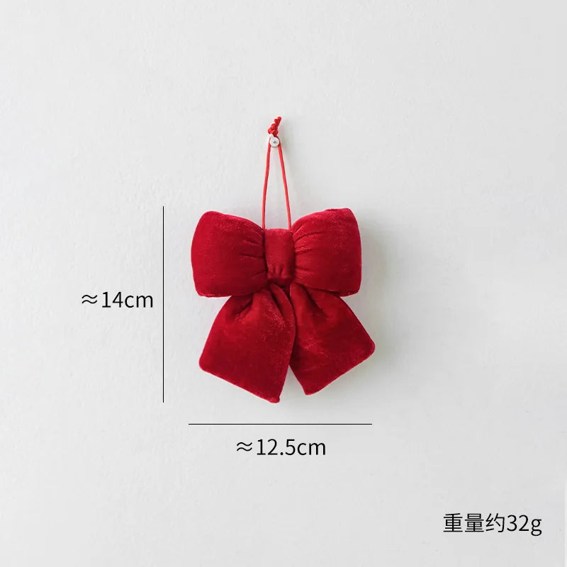 Christmas Velvet Red Bow Ornaments – Xmas Tree Hanging Décor Christmas Bow Ornament Babs S