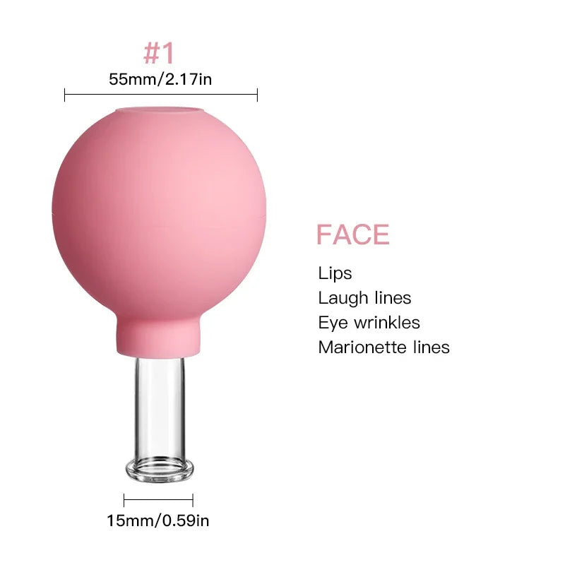 Vacuum Cupping Massage Cups – Face & Body Skin Lifting Tool Cupping Massage Tool Babs Pink-1.5cm