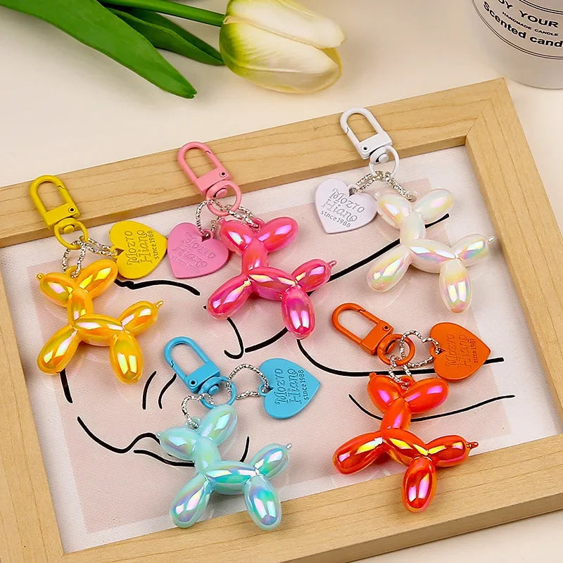 Candy Color Balloon Dog Keychain – Cute Resin Bag Charm Novelty Keychain Babs
