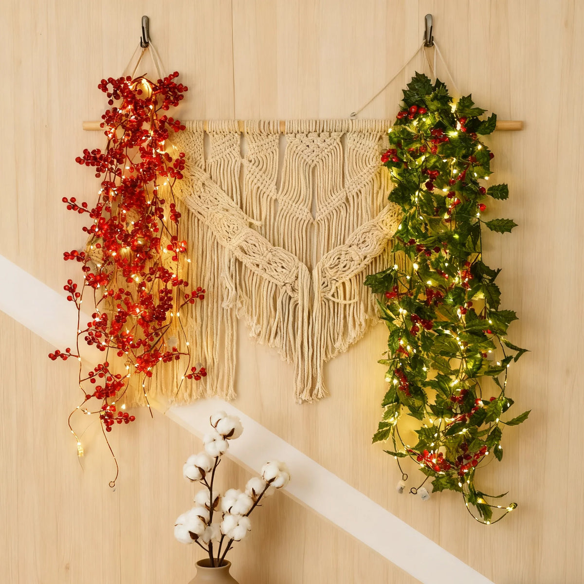Artificial Red Berry LED Vine – Wedding & Christmas Décor Artificial LED Vine Babs