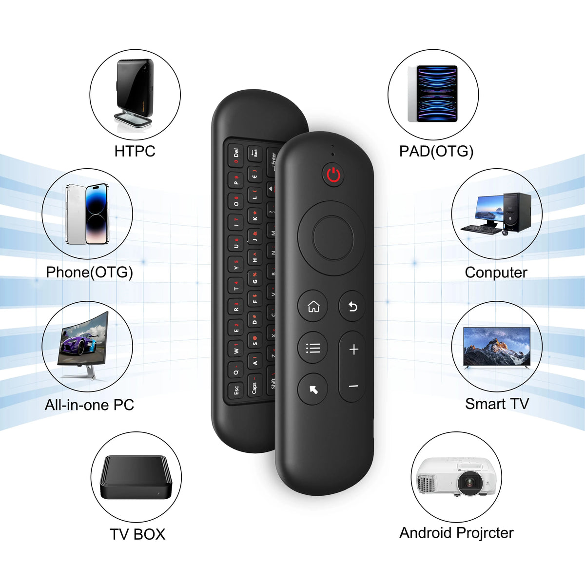 Wireless Air Mouse Remote & Mini Keyboard – BT5.2 + 7-Color Backlit Wireless Air Mouse Remote Babs