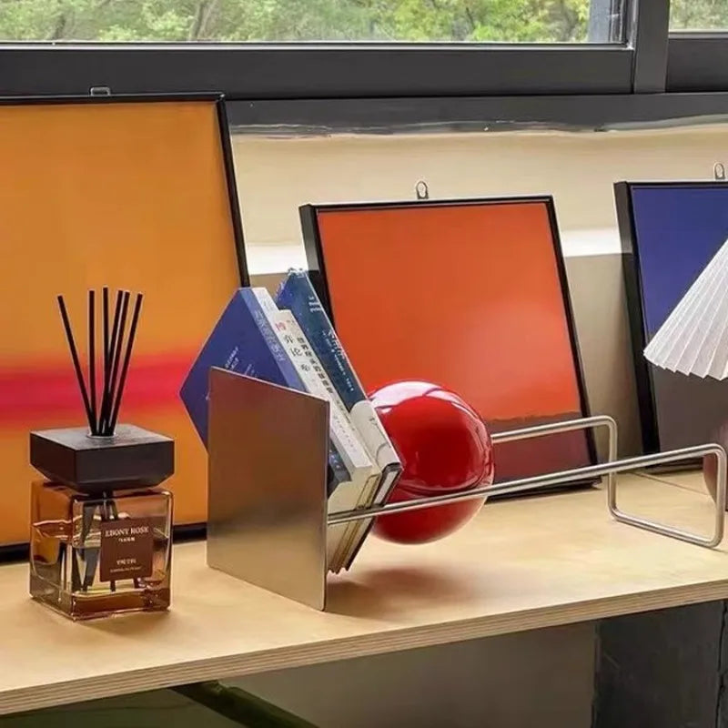 Stainless Steel Desktop Bookshelf | Modern Minimalist Storage Rack Desktop Bookshelf Babs