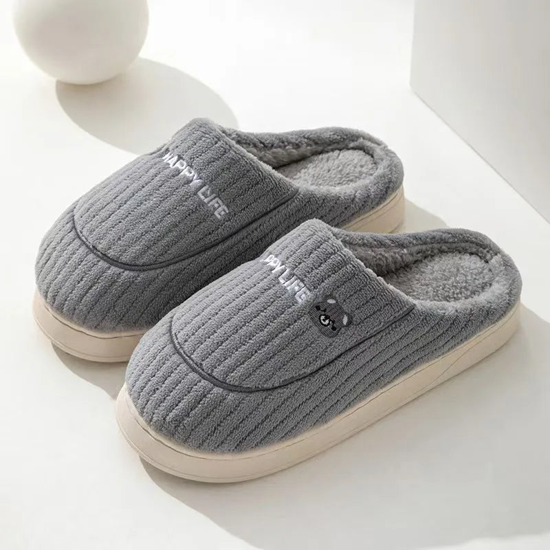 Thickened Cotton Cartoon Slippers – Warm Indoor House Shoes Indoor House Slippers Babs 40-41 GRAY