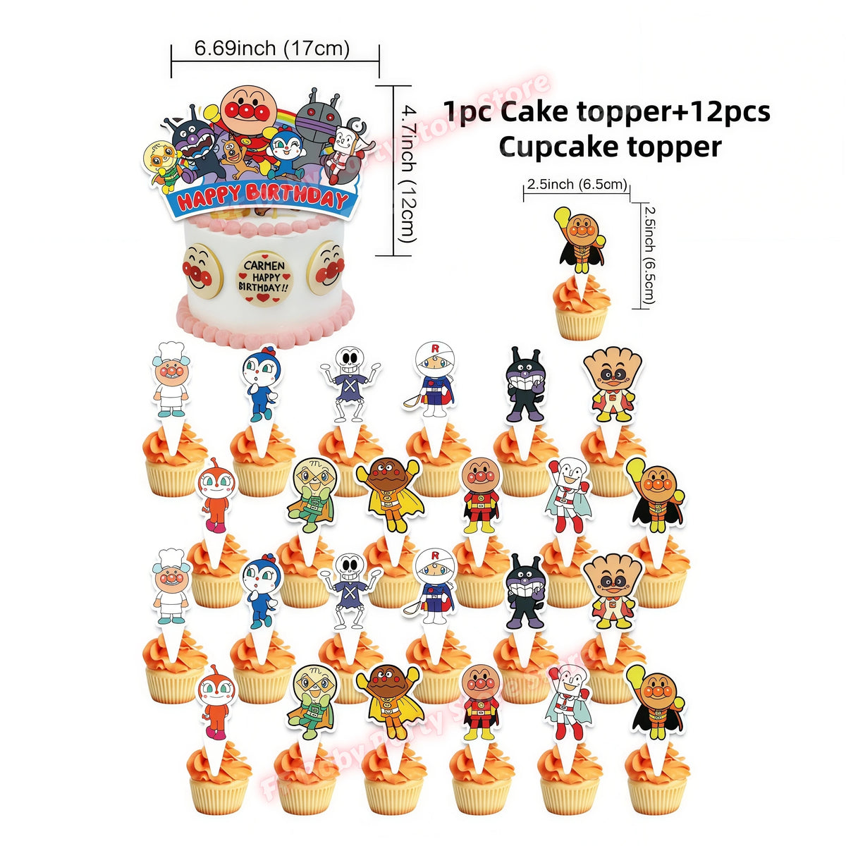 Anime Hero Birthday Party Decoration Set – Balloons, Banner & More Party Decoration Set Babs 13pcs Cake topper