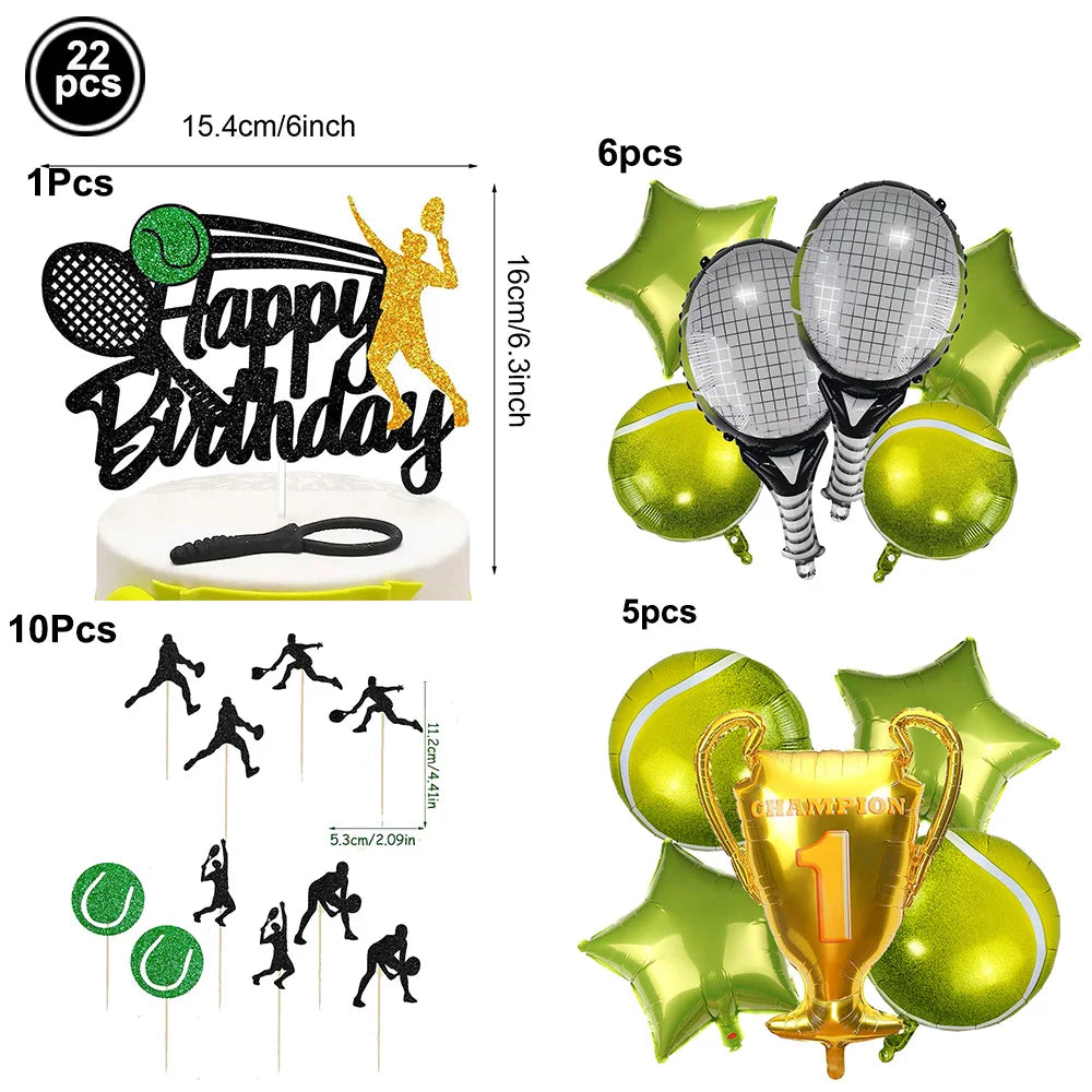 Tennis Party Balloon Kit – 18" Tennis & Racket Foil Balloons Party Balloon Kit Babs Dark Khaki As picture show