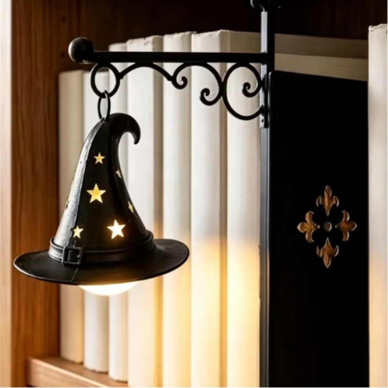 Retro Bookshelf Lantern Bookend with Warm LED Light | Desk Decor Decorative Bookend Lamp Babs Hat
