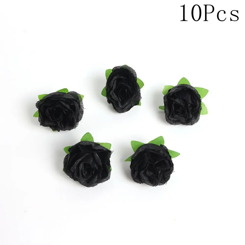 10Pcs Black Silk Artificial Rose Heads – DIY Wedding Decor Artificial Flower Heads Babs Color 8