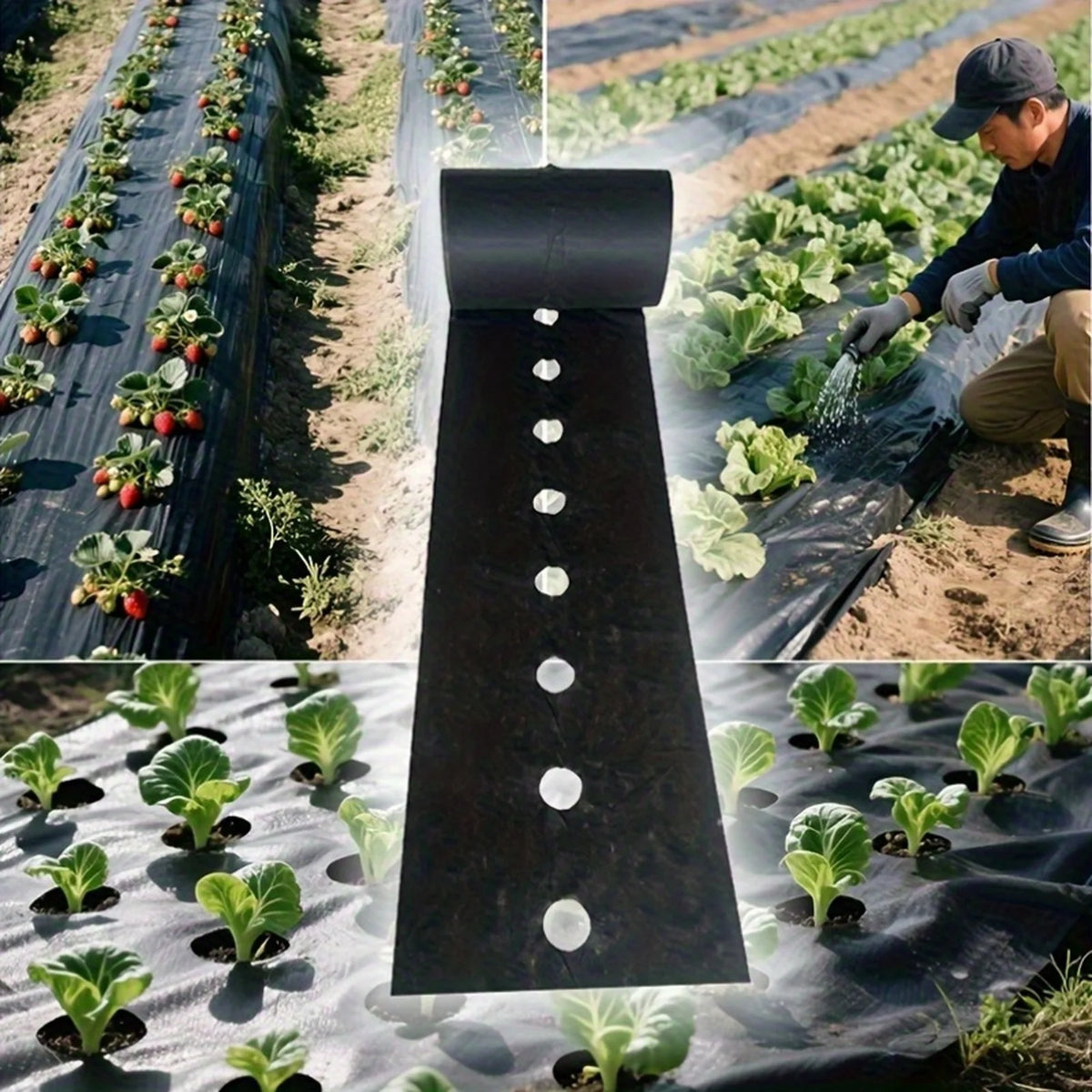 Black Weed Control Cloth with Planting Holes | 60cm x 10m Weed Control Fabric Babs