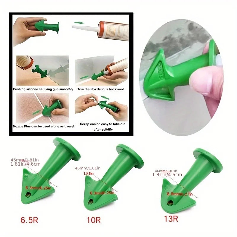 3-Piece Silicone Caulk Applicator Tips Set – Reusable Nozzles Caulking Applicator Set Babs