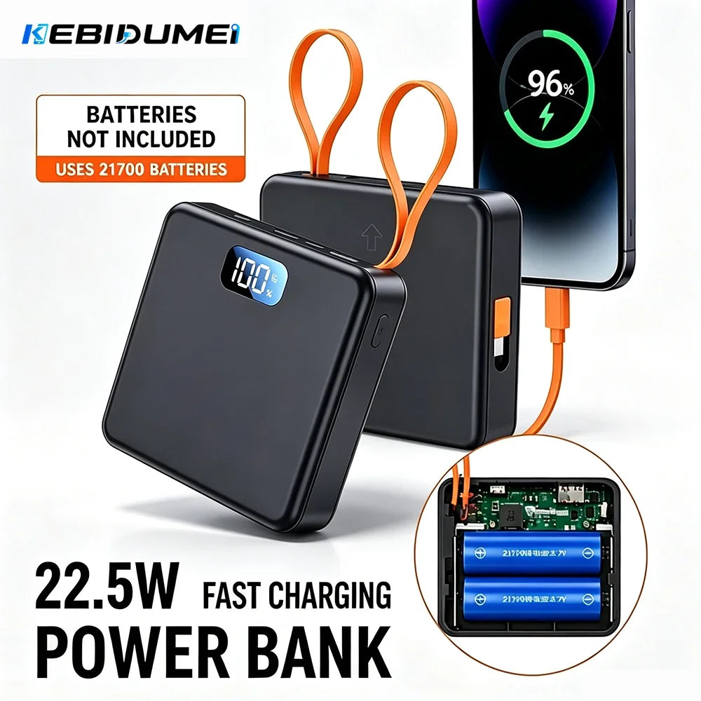 KEBIDUMEI 22.5W DIY 21700 Power Bank Case with LED Indicator DIY Power Bank Case Babs